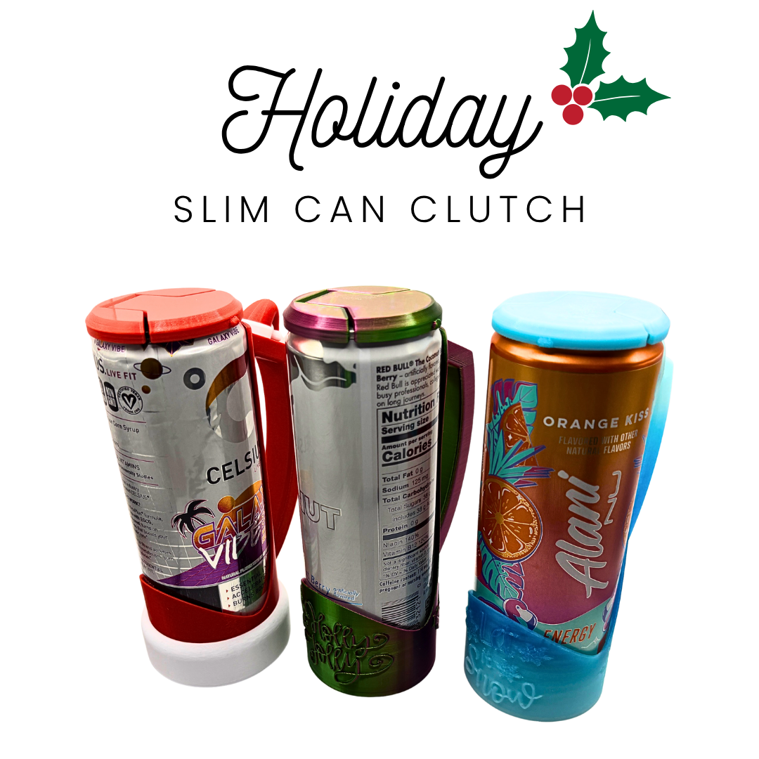 Holiday Slim Can Clutch Can Holder with Lid – D&J 3D Prints LLC