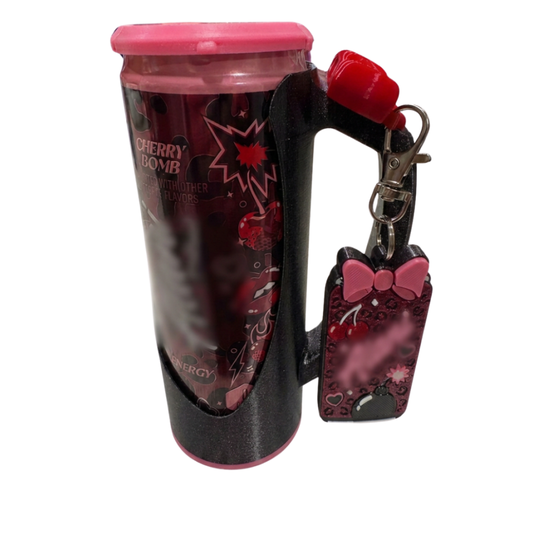 Slim Can Clutch B.A.B.E. (Big Accent Bow Edition) 12oz Slim Can Holder with can lid cover and optional matching Tab Opener Alani Flavors