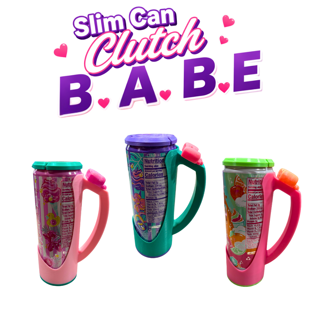Slim Can Clutch B.A.B.E. (Big Accent Bow Edition) 12oz Slim Can Holder with can lid cover and optional matching Tab Opener Alani Flavors