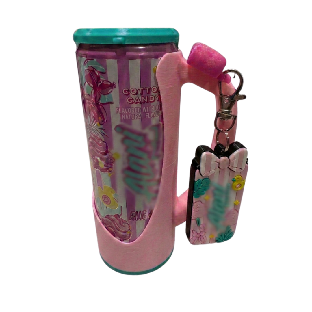Slim Can Clutch B.A.B.E. (Big Accent Bow Edition) 12oz Slim Can Holder with can lid cover and optional matching Tab Opener Alani Flavors
