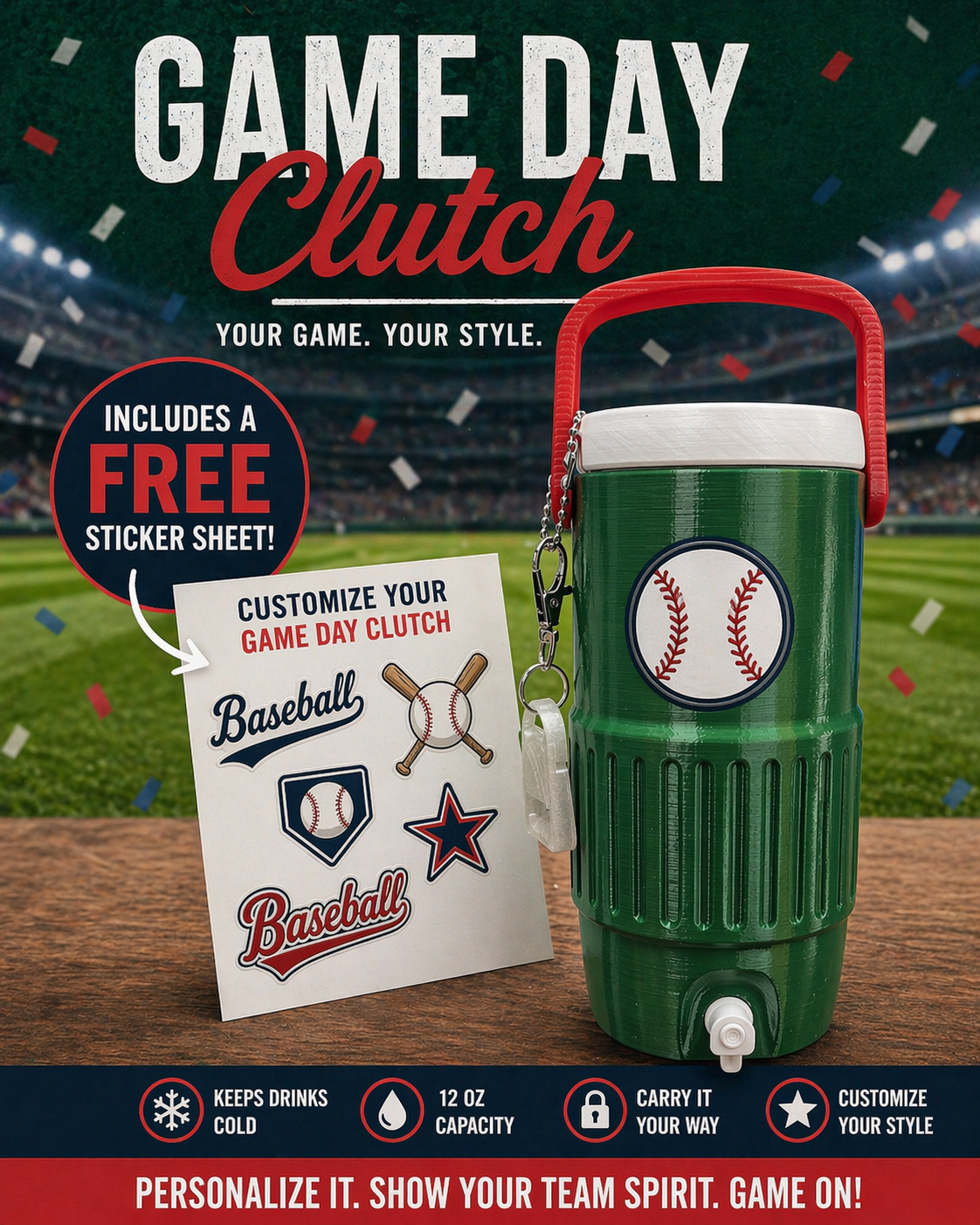 Game Day Clutch - 12oz Regular Can Sports Cooler Can Holder