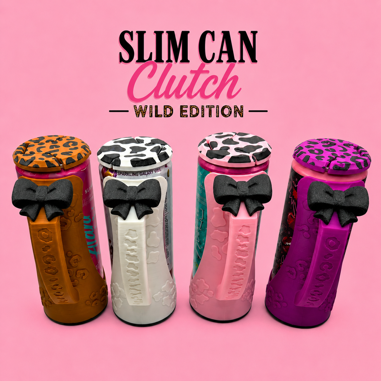 12oz Slim Can Clutch Wild Edition. Animal Print Patterns. Alani, Red Bull