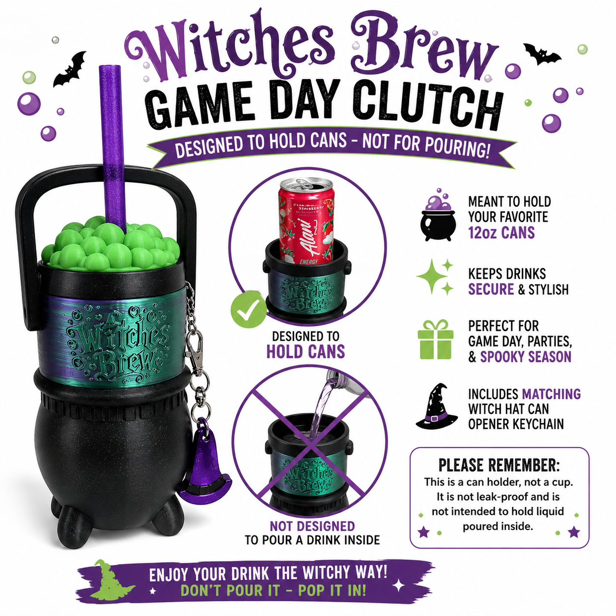 Game Day Clutch – Witch's Brew Exclusive Edition 12oz Slim Can, 12oz Regular Can and 16oz Tall Can