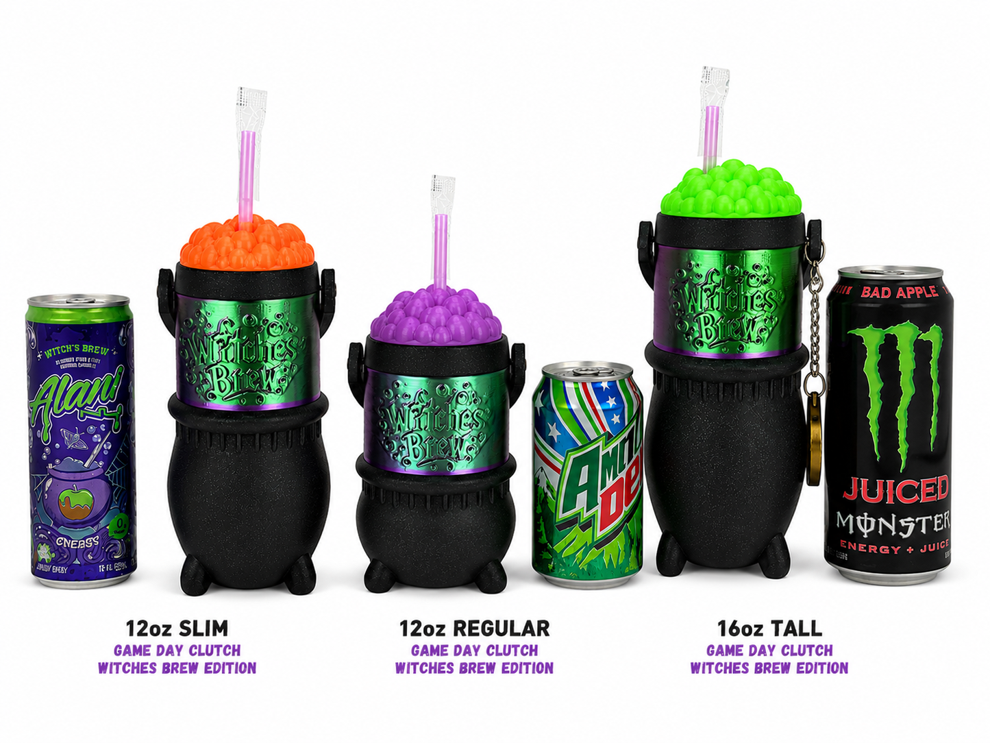 Game Day Clutch – Witch's Brew Exclusive Edition 12oz Slim Can, 12oz Regular Can and 16oz Tall Can