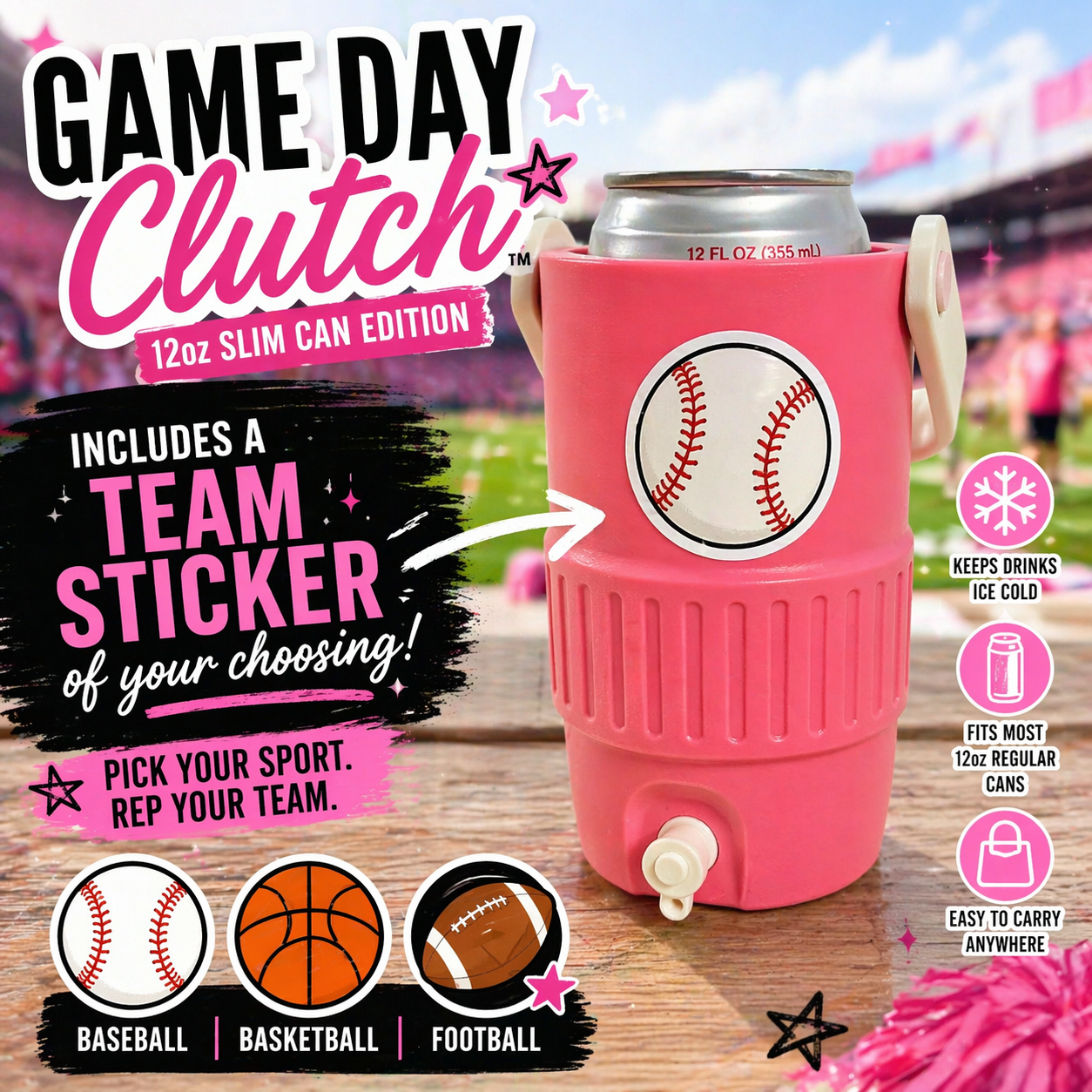 Game Day Clutch - 12oz Regular Can Sports Cooler Can Holder