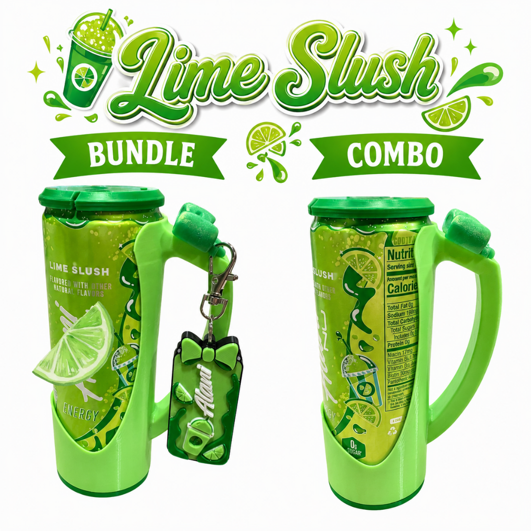Slim Can Clutch B.A.B.E. (Big Accent Bow Edition) 12oz Slim Can Holder with can lid cover and optional matching Tab Opener Alani Flavors