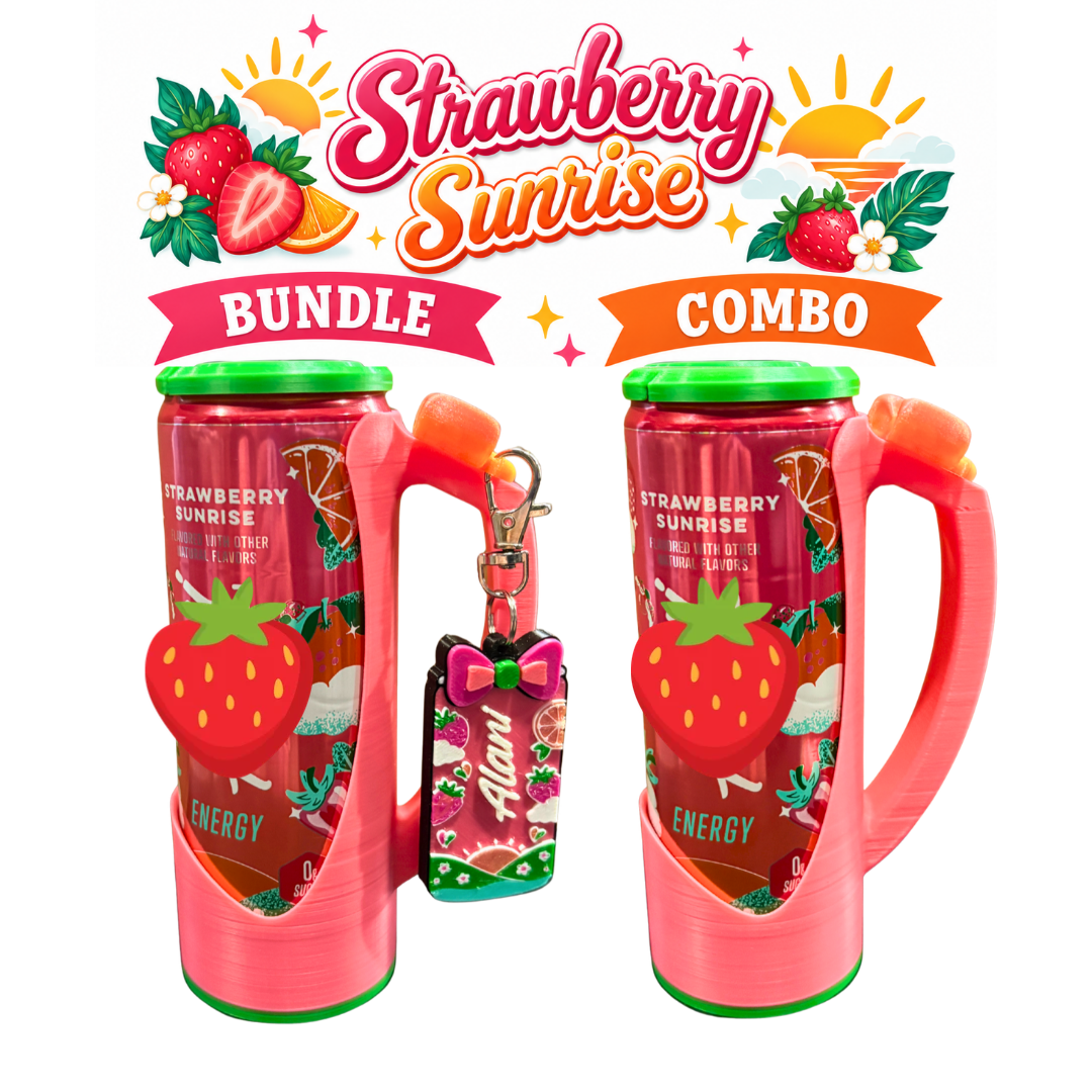 Slim Can Clutch B.A.B.E. (Big Accent Bow Edition) 12oz Slim Can Holder with can lid cover and optional matching Tab Opener Alani Flavors