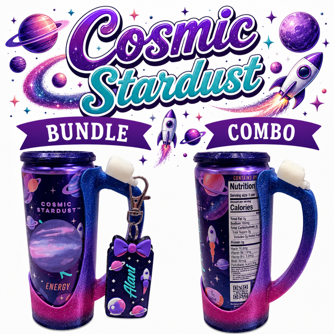 Slim Can Clutch B.A.B.E. (Big Accent Bow Edition) 12oz Slim Can Holder with can lid cover and optional matching Tab Opener Alani Flavors
