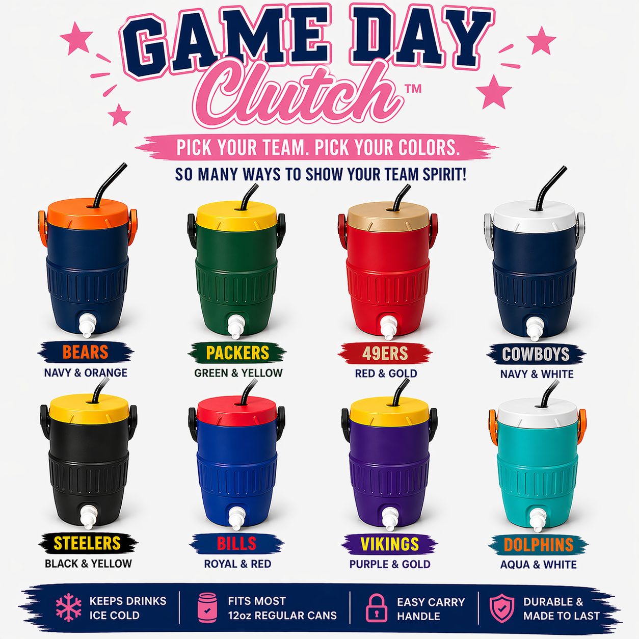 Game Day Clutch - 12oz Regular Can Sports Cooler Can Holder